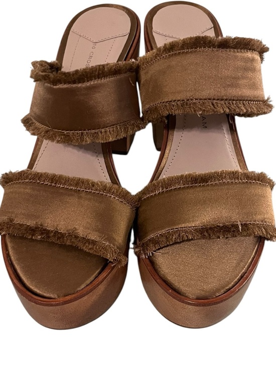 10 Crosby Derek Lam Shoes - 10 Crosby Derek Lam Platform Mule Sandals 7M Brown Fringe Wood Heel Boho Granola